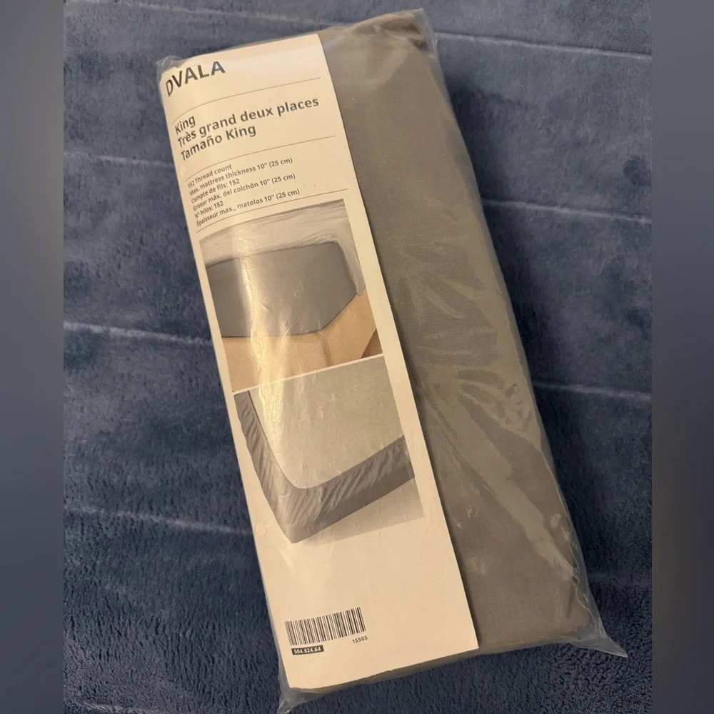 IKEA Dvala King Fitted Sheet, Grey, 🆕✨